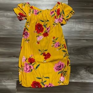 Off the shoulder yellow summer dress. True to size.
